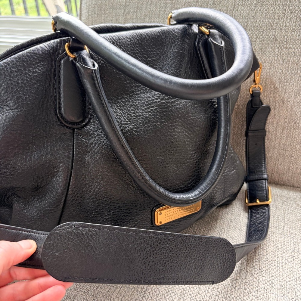 Marc Jacobs Q Fran Satchel Large Classic Black Pebbled Leather Workwear Bag Gold - Picture 7 of 9